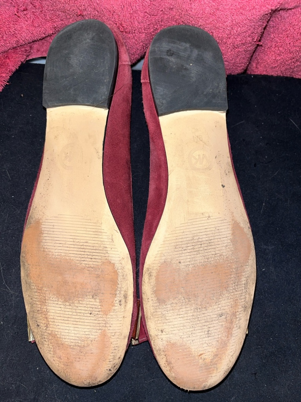 MICHAEL KORS KIERA BURGUNDY SUEDE BALLET FLAT WITH BIW AND GOLD ACCENT SIZE 9 - Picture 7 of 10